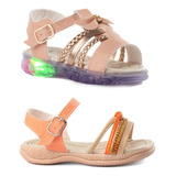 Combo 2 Pares Sandalia Papete Baby Menina Funfy Com Led