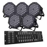 5 Canhão Refletor Led Rgbw 36 Leds Dmx Slim + Mesa Dmx 8/16