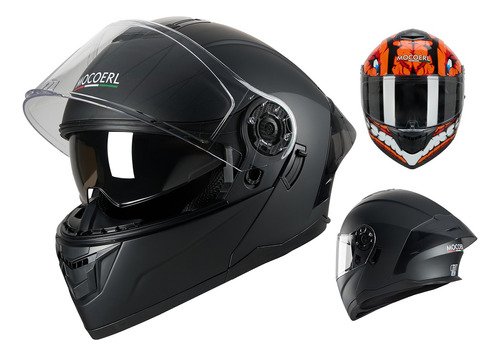 Casco Abatibles Para Moto Con Gafas Internas Dot Mocoerl 900