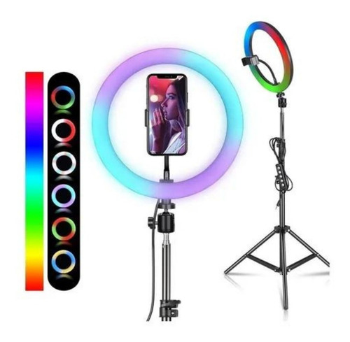 Aro Luz Rgb Led 33 Cm Fotografía Video Selfie + Trípode 2.10