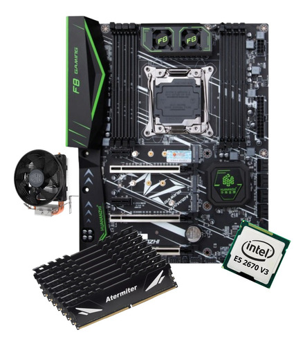 Kit Gamer Placa Mãe X99 Huananzhi F8 Xeon E5 2670 V3 256gb