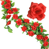 Guirnaldas De Rosas Rojas Para Decoración Con Flores, 3 Piez