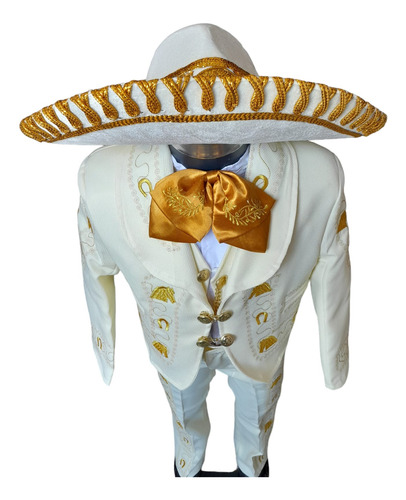 Traje Charro T14 - 16 Bordado Lujo Camisa, Moño, Sombrero 