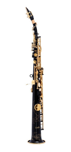 Saxofone Soprano Reto Sib Preto Halk Completo (novo)