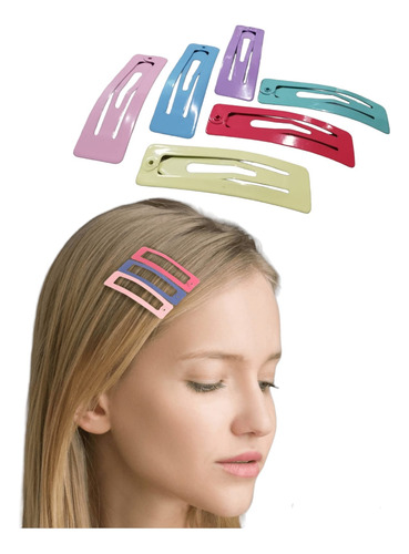 6 Broches Pasadores Clip Metal Para Cabello Varios Colores