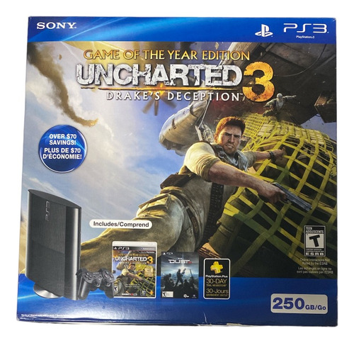 Ps3 250gb Uncharted 3: Game Of The Year Bundle - Novo - Item De Colecionador
