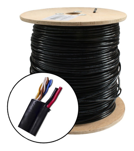 Bobina Cable Utp Saxxon Cca Doble Forro 305m 18agw Negro