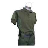 Playera Polo Manga Corta Verde Camisa Táctica Militar F