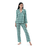 Pijama Mujer Cuadros Verde Menta - Noite