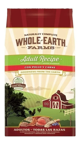 Alimento Whole Earth Farms Recipe Para Perro Adulto Todos Los Tamaños Sabor Pollo Y Carne En Bolsa De 12 kg