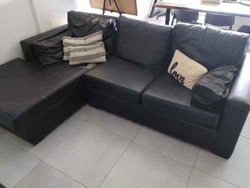 Sillón Sofa Esquinero Rinconero Simil Cuero Negro 250 X 175