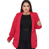 Blazer Feminino Casaco Social Plus Size Alfaiataria Elegante