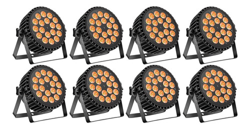 Kit 8 Refletor Par Led Slim 18x18w Rgbwa+ Uv 6n1 Dj Festas