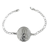 Pulsera Esclava Con Medalla San Judas Grabado Plata Ley 925