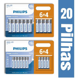 Pilha Alcalina Philips 20 Unidades 10 Aa Peq E 10 Aaa Palito