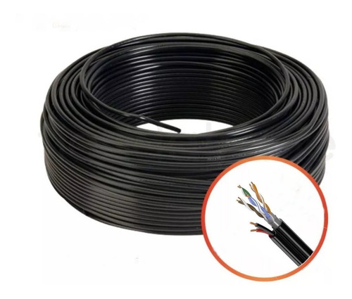 Cable Utp Siames Exterior Cat5e + Linea Corriente - 100 Mts 