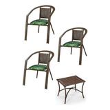 Kit 3 Cadeiras Caribe Com Mesinha P/ Varanda Jardim Salão 