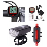 Kit Acessórios De Iluminação Para Bike + Velocímetro + Led