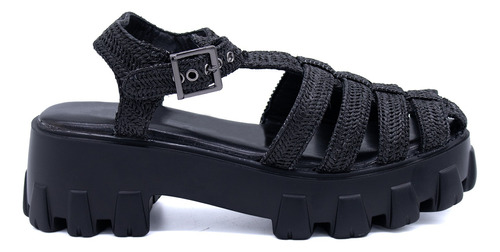 Huarache Plataforma Comodo Ligero Modestia Negro | Hannamex