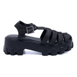 Huarache Plataforma Comodo Ligero Modestia Negro | Hannamex