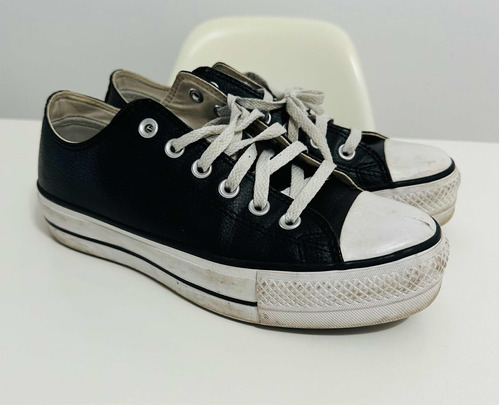 Zapatillas All Star Converse Usadas Cuero Negras Talle 39