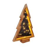 Árbol Pino Navideño En Madera Caramelo Con Luces Minimalista