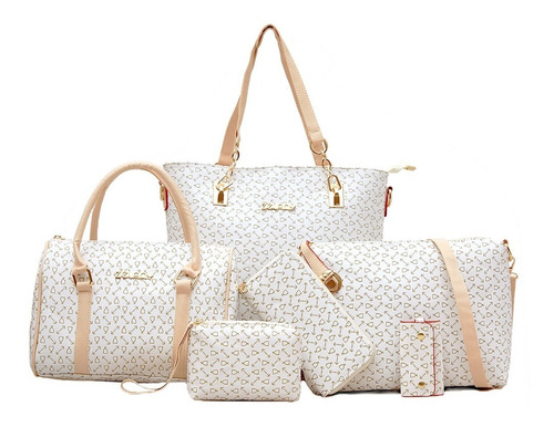 Set 6 Bolsas Mujer Cartera Estampada Moda Dama Cosmetiquera