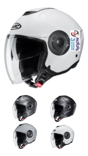 Jm Casco Abierto Moto Hjc I40 Semi Jet Solido Doble Visor 