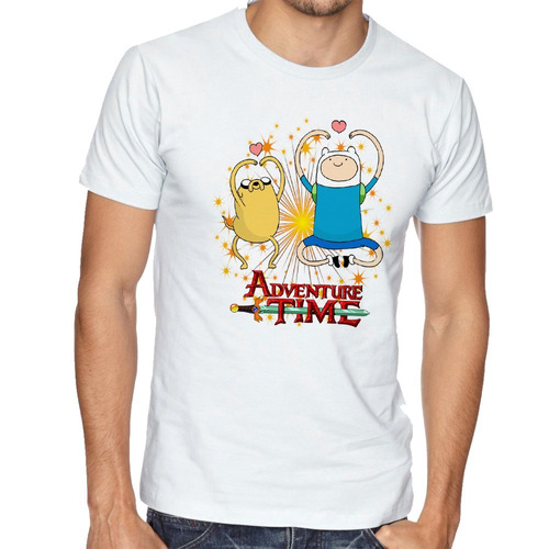 Camiseta Luxo Hora Da Aventura Corações Jake E Finn Desenho