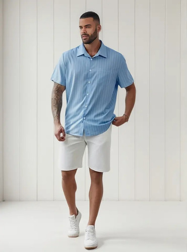 Camisa Blanca Y Azul Tallas Extras 4xl5xl6xl Hombre R6