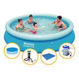 Kit Piscina Inflável Bestway 3800l Filtro Capa Bomba Forro