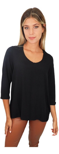 Blusa Rayon Encaje Fiesta Manga 3 / 4 Casual Chic Aplique