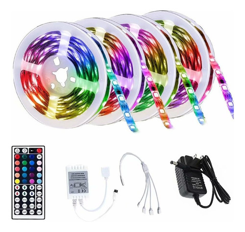 Fita De Led Rgb Coloridas Com Controle Remoto 20m