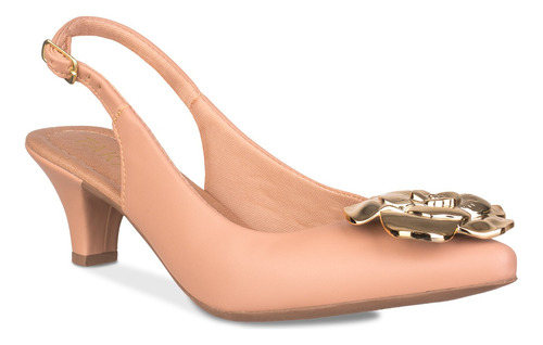 Sapato Slingback Feminino Salto Baixo Scarpin Moda Promoção