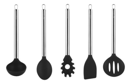 Set 5 Utensilios Magefesa Acero Inoxidable Silicona Teflón 