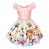 Vestido Infantil Luxo 1 A 4 Anos Safari Fazendinha Animais 