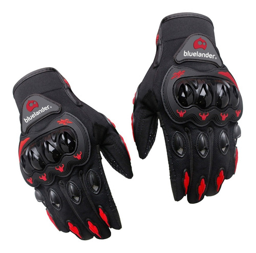 Guantes Para Moto O Bicicleta Dedo Completo Negro-rojo