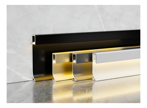 Zoclo Aluminio Para Luz Led Indirecta 8cm Ramtec(4 Pzs 2.5m) | Meses sin interés