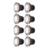 Kit 8 Balizador Spot Led Embutir Piso Deck 5w Branco Quente