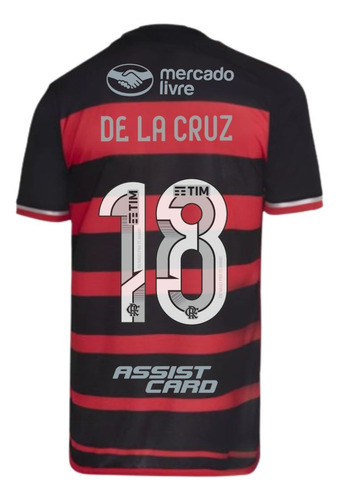 Manto Flamengo Jogo 1 adidas 24 + Patrocínio + De La Cruz 18