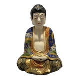 Antigua Figura Buda Oriental Pintado A Mano Original