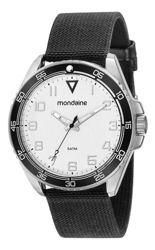 Relógio Mondaine Masculino Prata Nylon Preto 32434g0mvnj2