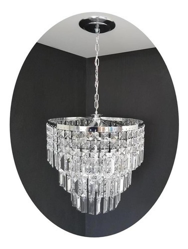 Lustre Redondo Cristal Acrílico Firenze 40x75 Cor Prateado 110v/220v