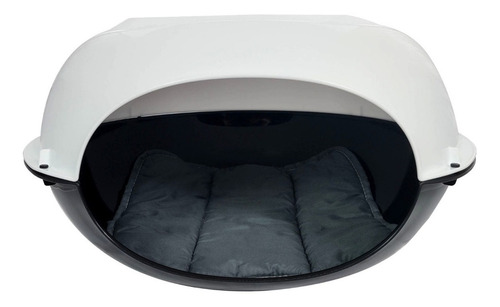 Cucha Oval Para Gatos Luna + Cama Almohadon 57x48x31cm Color Blanco/negro