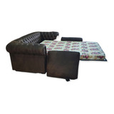 Sofa Cama Chester 3 Cuerpos Con Colchon 2 Plazas Simil Cuero