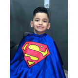 Capa De Corte Infantil Super Herois De Cetim Otima Qualidade Cor Azul-escuro Super-men