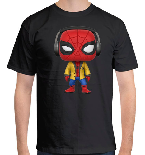 Playera T-shirt Marvel Spider-man Audífonos Funko-pop 
