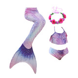 La Sirenita Ariel Niñas Traje De Baño Bikini Cosplay Set