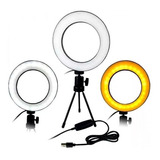 Ring Light Led Mesa Iluminador Pequena Tripé 6 Polegada 16cm Cor Da Estrutura Preto Cor Da Luz Branco-quente 110v/220v