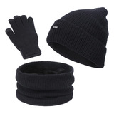 - Gorro Gorro Bufanda Guantes Conjunto Cálido Térmico Grueso